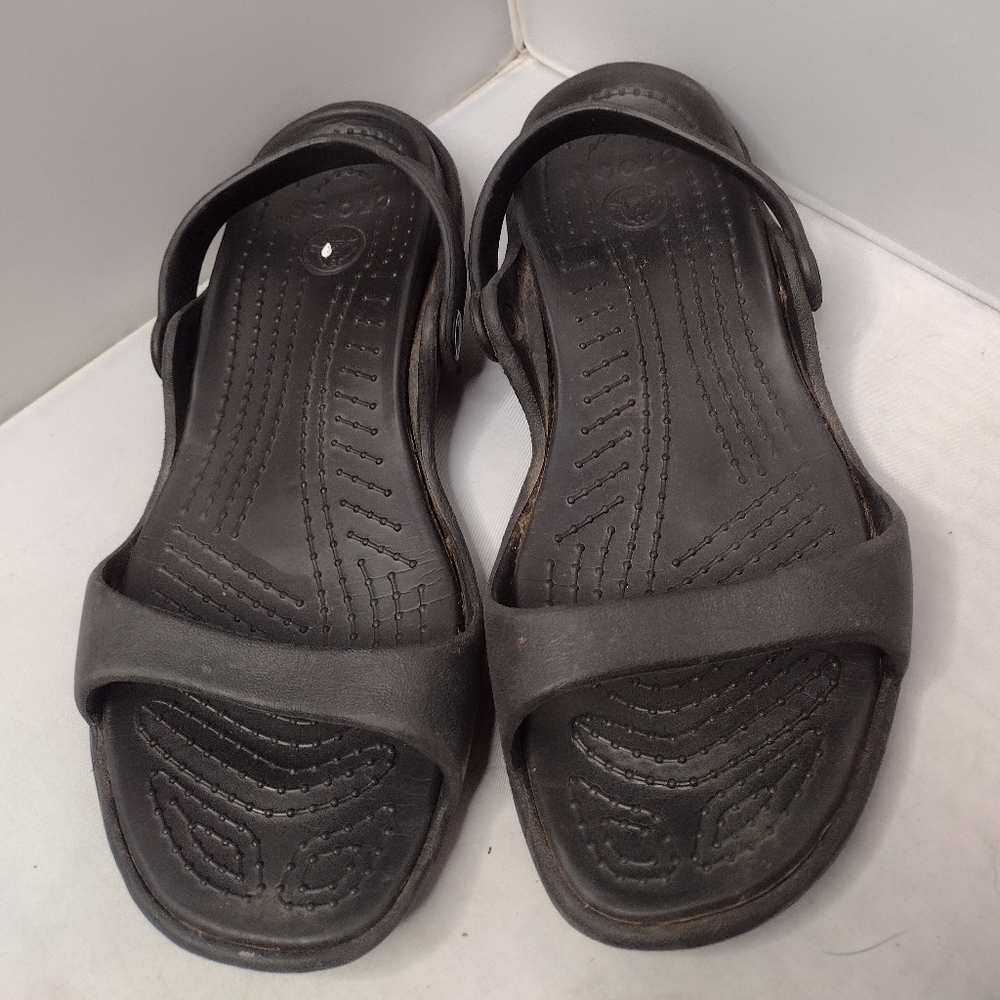 Crocs Women's Cleo Slide Sandals Black Size 9 Comfort Open Toe P